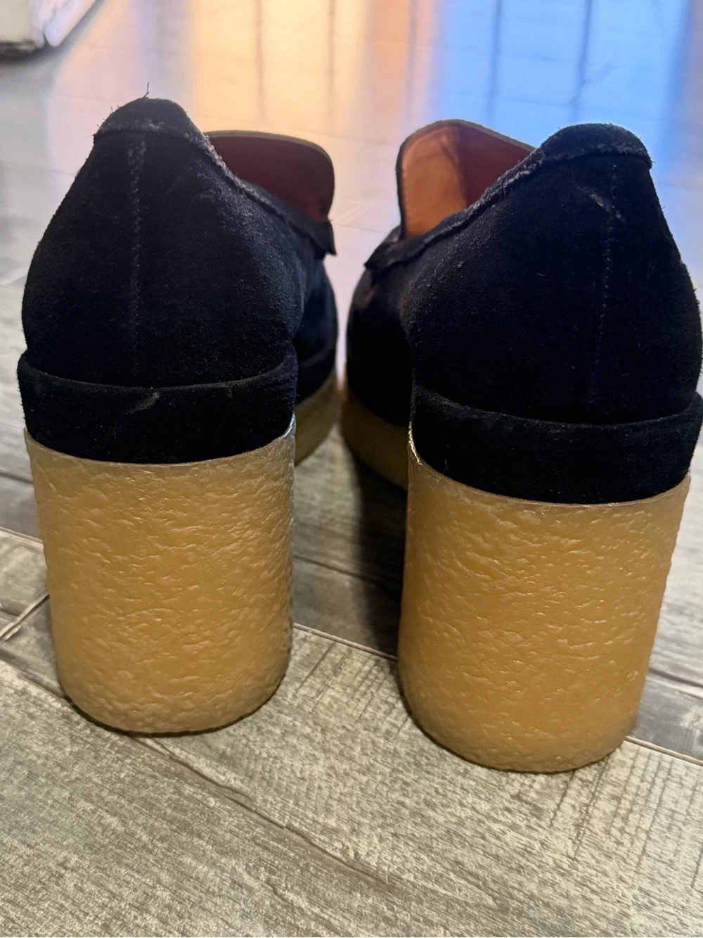 Marc Fisher Lina Slip-On Platform Loafer Heel Pumps Suede Chunky 8.5 NWOB